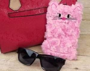 Pink Minky Kitty Cell Phone Pouch
