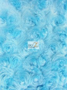 Rosette Floral Soft Minky Fabric Turquoise