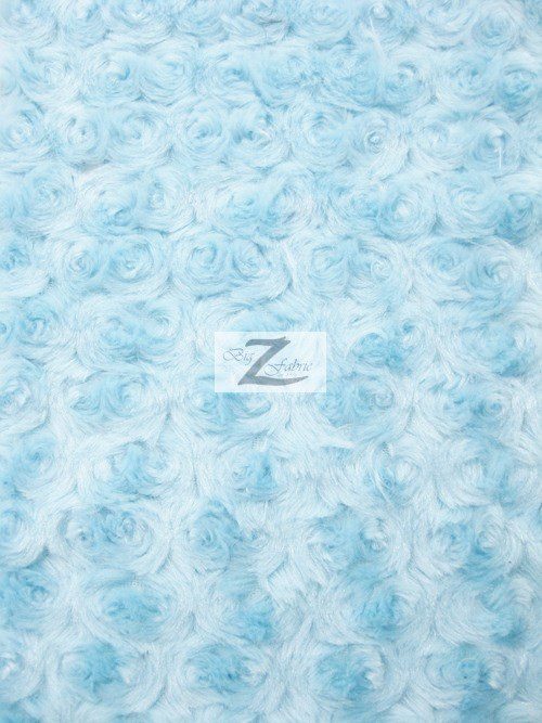 Baby Blue Rosette Floral Soft Minky Fabric